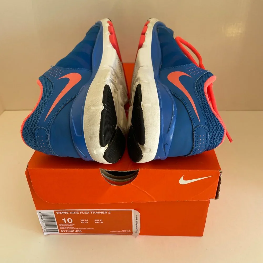 Nike Flex Trainer 2 Women’s Size 10 (Blue/Hot Punch) w/Original Box 511332-400